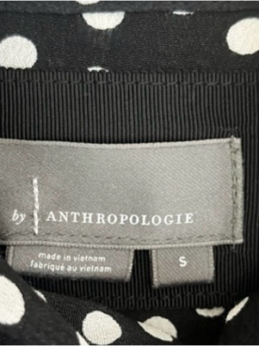 Anthropologie Polka Dot Tie Neck Mini Dress Black White Ruffle Size S Parisian - Picture 5 of 14